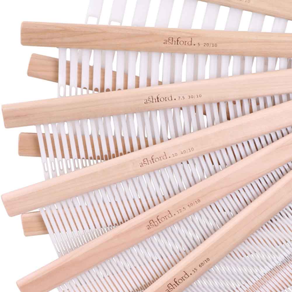 Close-up of a rigid heddle reed — essential accessory for weaving looms