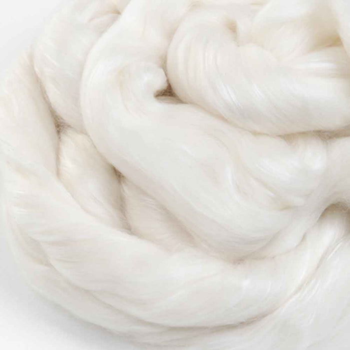 Close-up Ashford Silk Baby Alpaca Merino blend combed top for spinning, felting, dyeing and fibre blending.