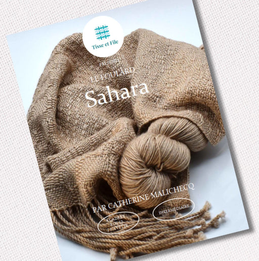 Sahara weave scarf weaving pattern cover in French for frame loom