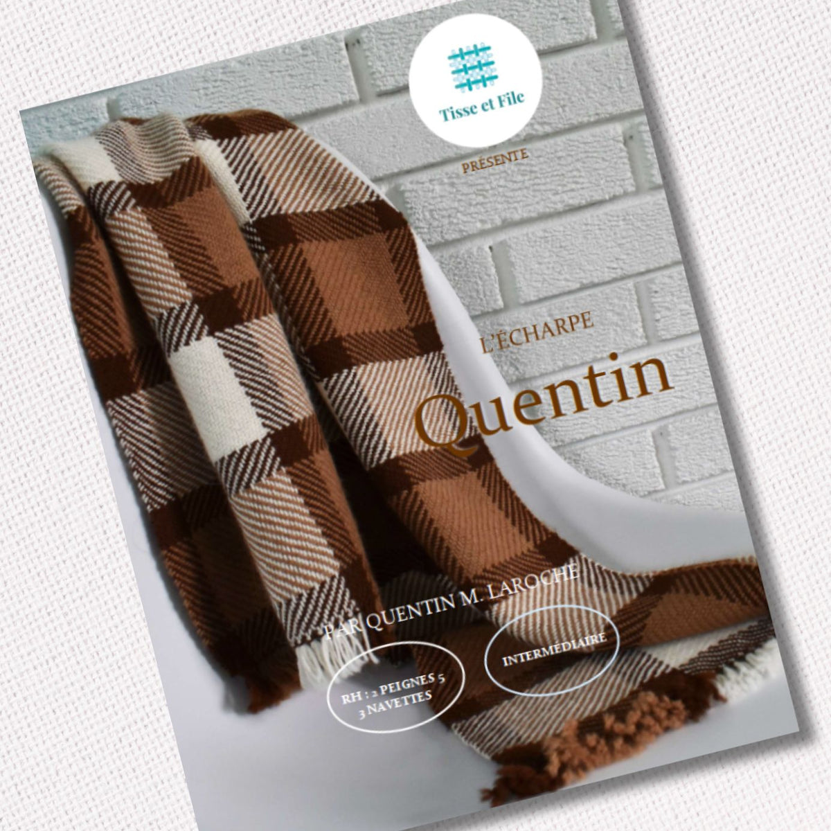 Foulard Rectangle Madame Mary - Motifs Zigzag Marron Cannelle Caramel - 80x190 Cm - Neuf Sans étiquette