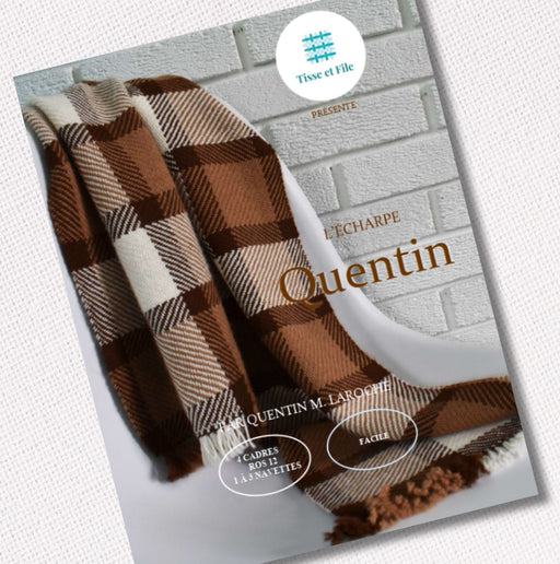 Quentin scarf weaving pattern cover in French for frame loom
