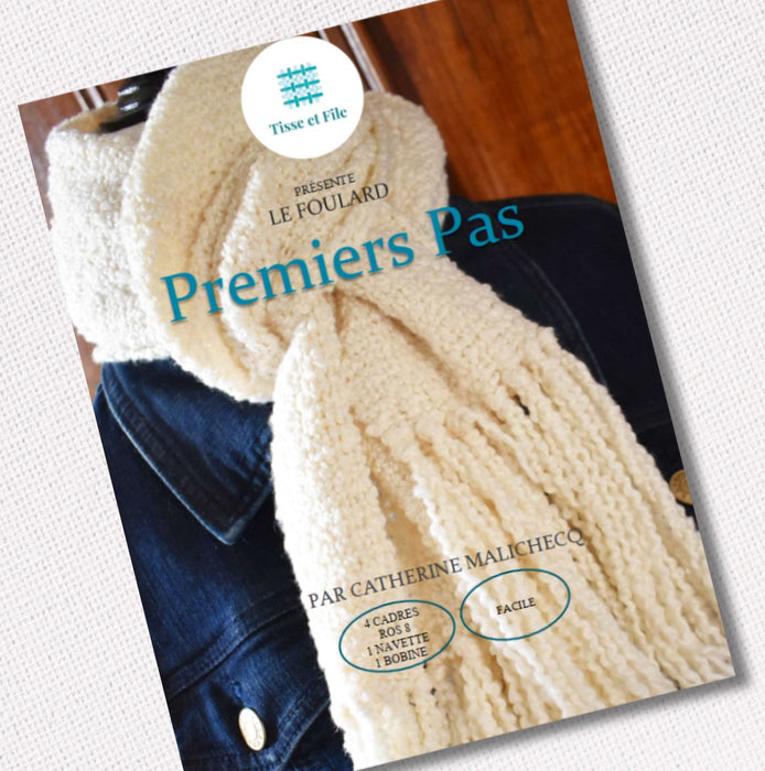 Premiers pas plain weave scarf weaving pattern cover in French for frame loom