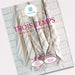 Three handwoven linen dish towels from the Trois Temps weaving pattern in French