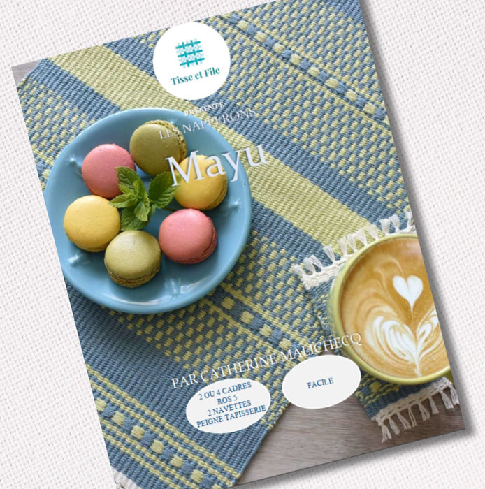 Mayu placemats weaving pattern cover in French for frame loom
