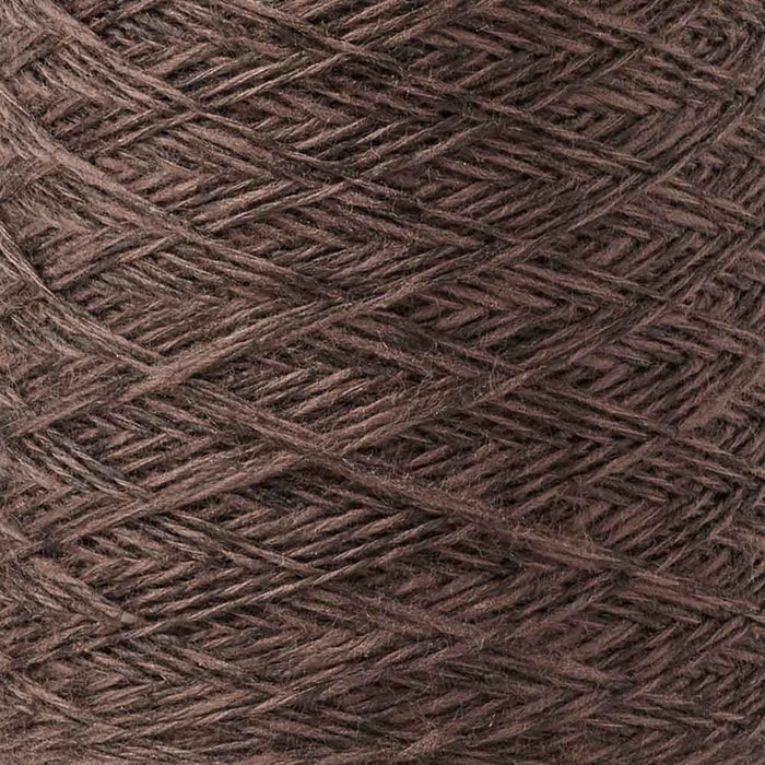 Close-up of Duet cotton/linen yarn – color Expresso, showing fiber texture and blend