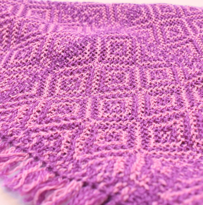 Julietta Shadow Weave scarf showing geometric colour-and-weave pattern detail