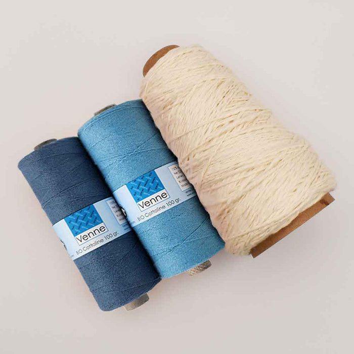Kit foulard Miri – coton-lin Venne et coton biologique irrégulier – métier à peigne envergeur