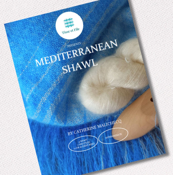 Mediterranean stole weaving pattern cover in English for frame loom