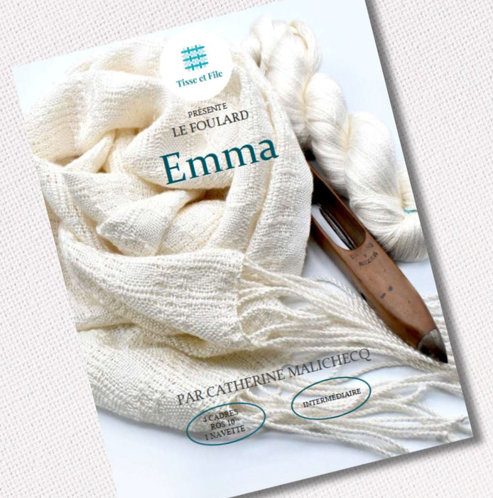 Emma scarf weaving pattern cover in French for Frame loom