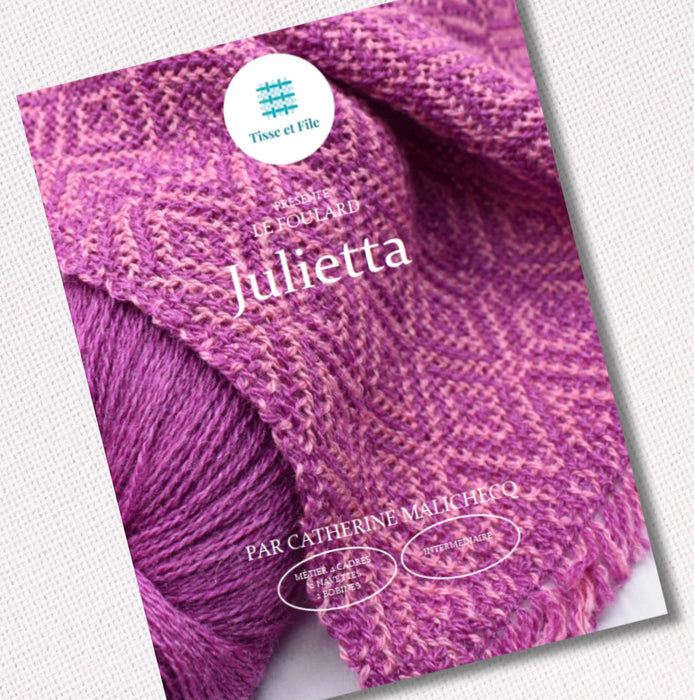 Julietta Shadow Weave scarf french weaving pattern cover by Tisse et File