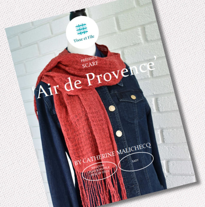 Air de Provence lace scarf weaving pattern cover for a rigid heddle loom