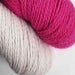Annabelle scarf weaving kit yarn colors in fuchsia and mushroom