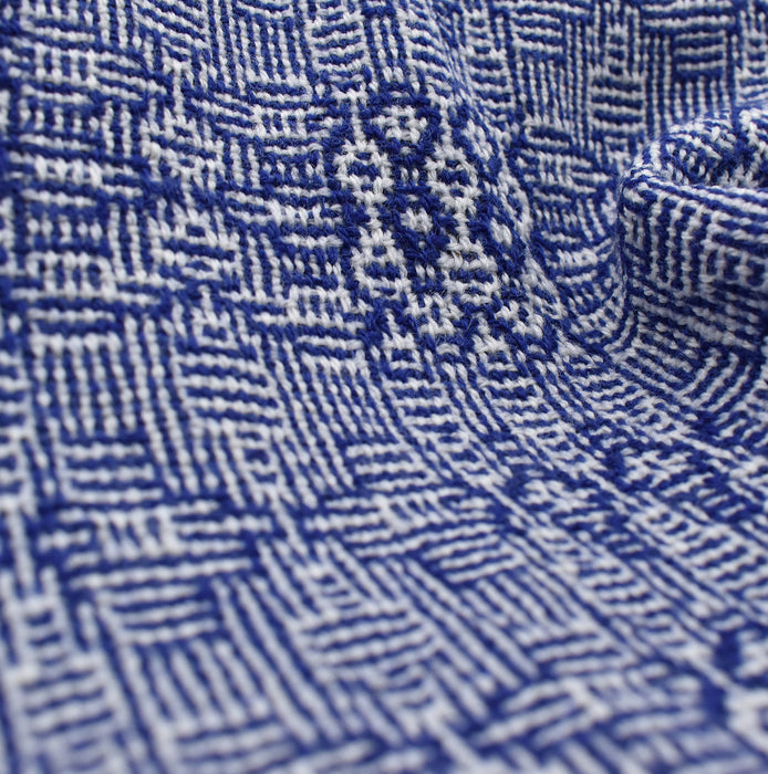 Detail of Annabelle Shadow Weave scarf showing colour-and-weave pattern