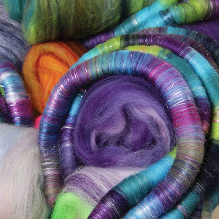 Handspun wool batts blended with Ashford Angelina sparkle fibre