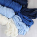 Blue shades of Ashford Corriedale wool top