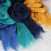 Bright colours of Ashford Corriedale wool top