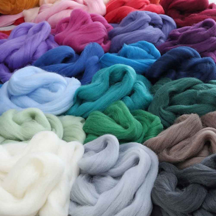 Selection of Ashford Corriedale wool top colours