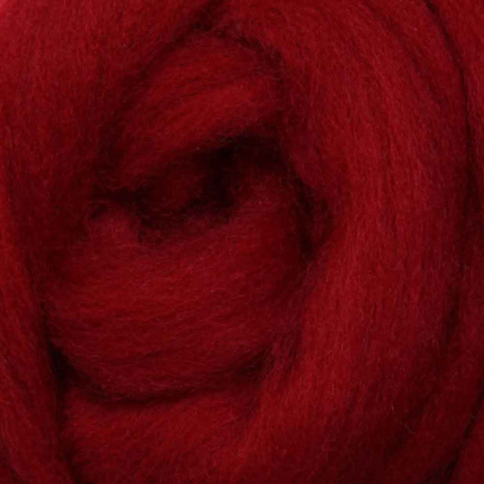 Ashford Corriedale wool top - cherry red