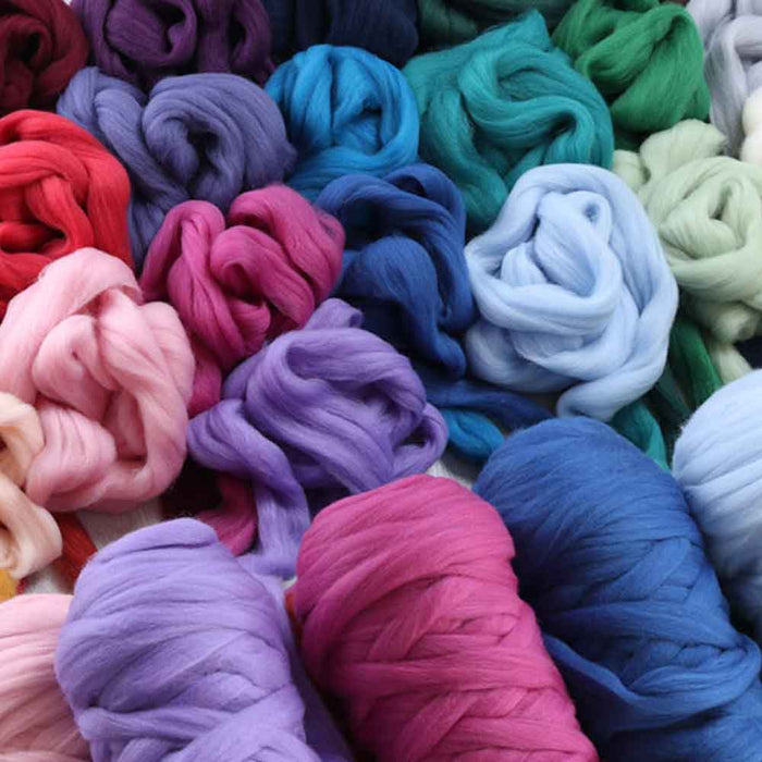 Ashford Corriedale wool top available in a wide range of colours for hand spinning and felting