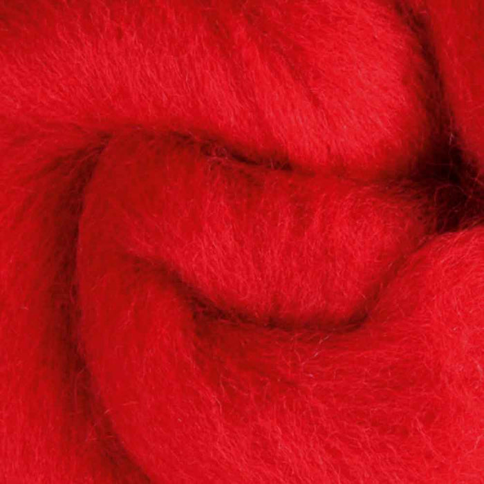 Ashford Corriedale wool top - scarlet