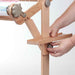 Installing Ashford loom stand accessory tray on wooden loom stand by hand