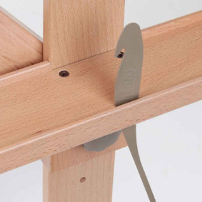 Ashford loom stand accessory tray mounting detail showing bracket and knob