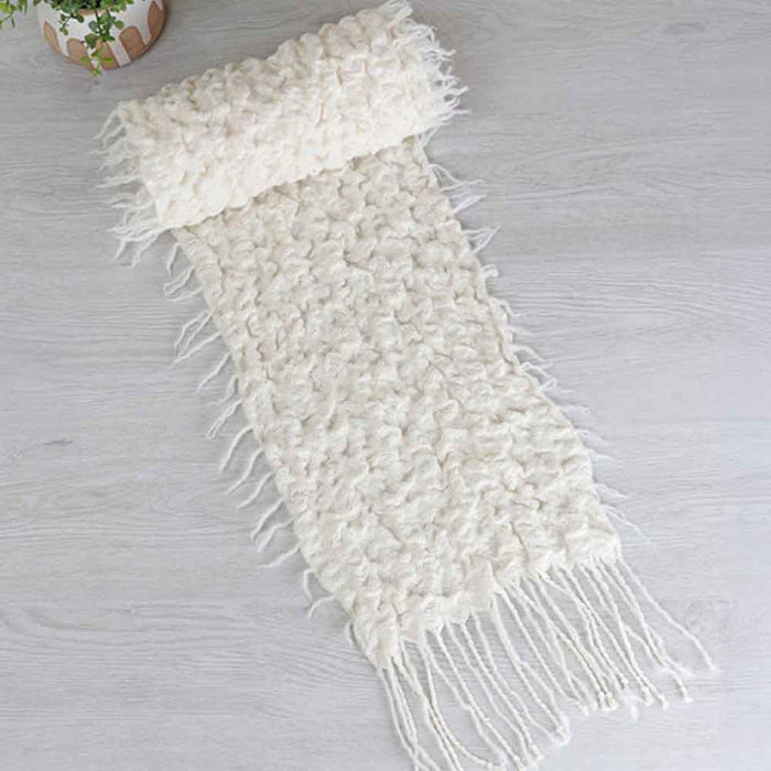 Ashford Magic Bubbles handwoven scarf in Yoga Yarn and Corriedale wool