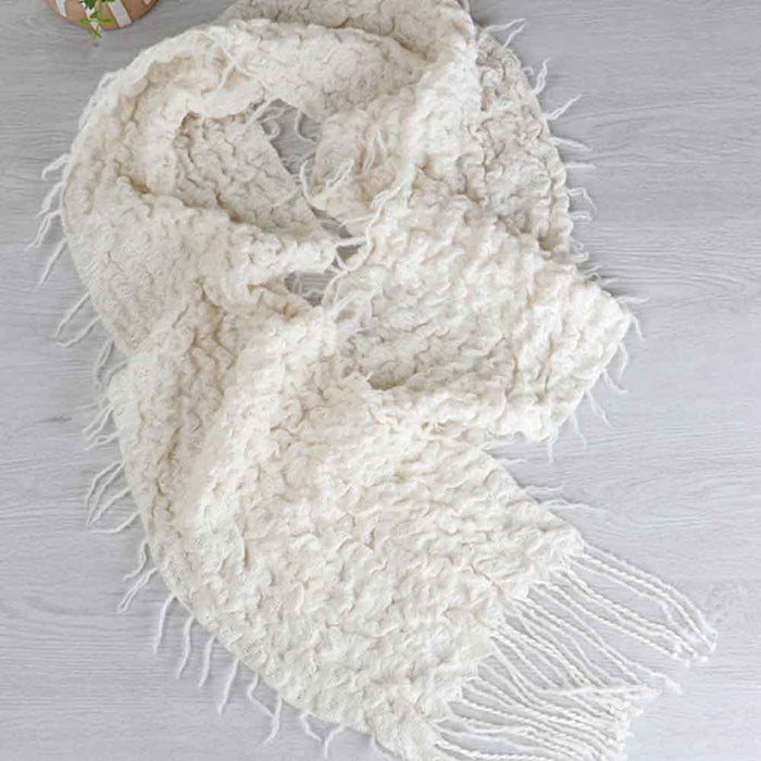 Ashford Magic Bubbles handwoven scarf showing the textured weave