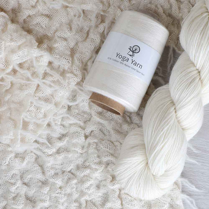 Ashford Yoga Yarn and Corriedale wool with Magic Bubbles scarf weaving