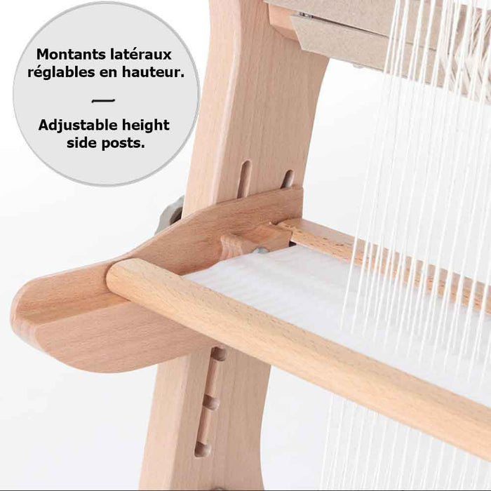 Adjustable height side posts on Ashford table tapestry loom