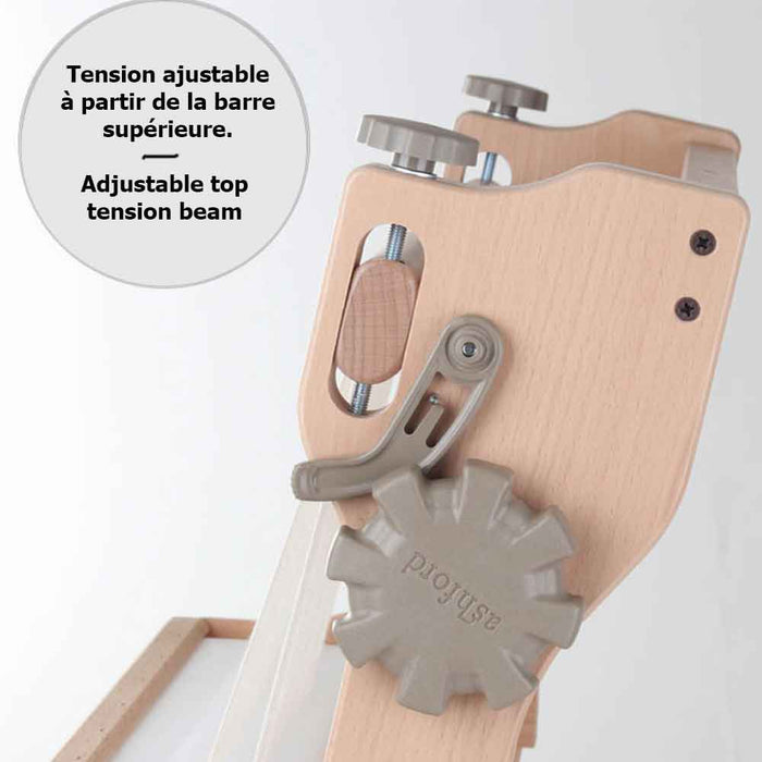 Adjustable top tension beam on Ashford table tapestry loom