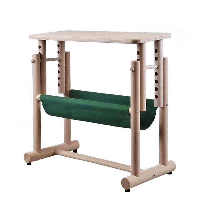 Lojan adjustable weaving bench with integrated storage shelf