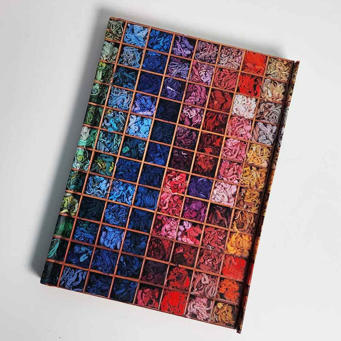 textile inspired notebook with magnetic cover