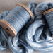 Handspun two-ply yarn and prepared fibre used during a spinning workshop