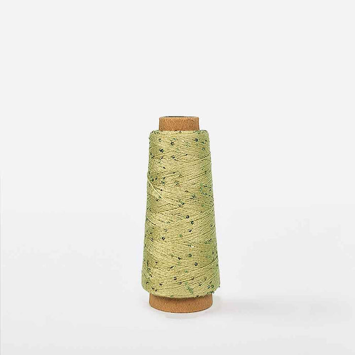 Chartreuse spool of Creative Make It Blümchen paper yarn by Rico Yarns – textured and lightweight for decorative textile projects