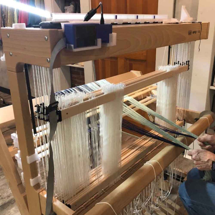 Managing two warps with Double Warp Helping Hands on a Louet loom-ready for treading