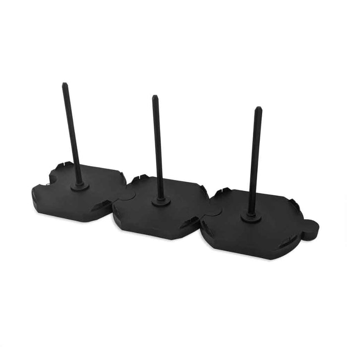 Three connected EEW Lazy Kate bases assembled together for stable multi-bobbin plying.