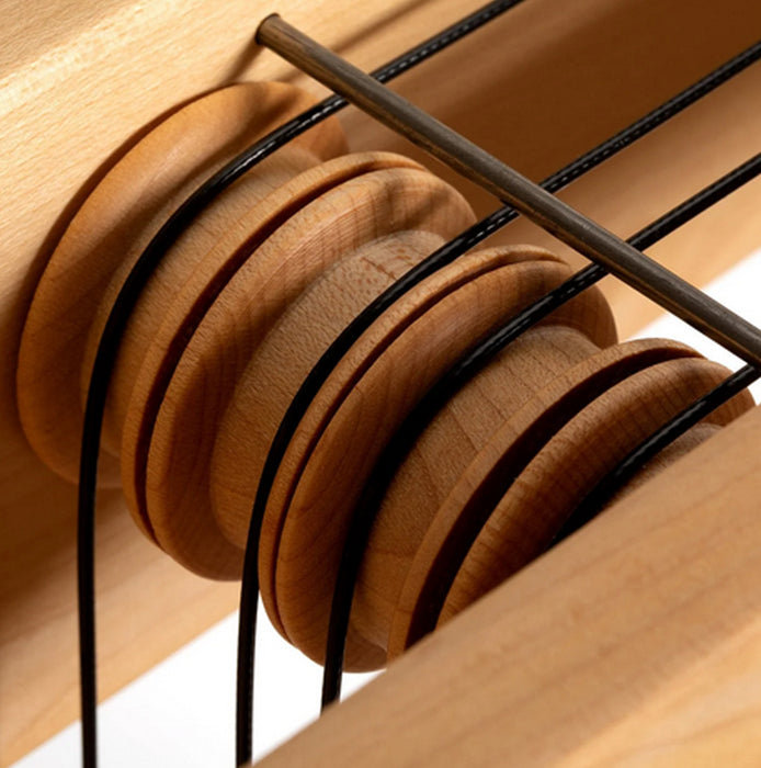 Close-up of pulley system on Harrisville Designs floor loom