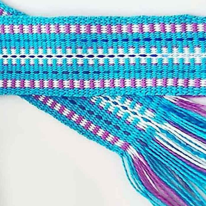 Handwoven inkle bands with decorative pick-up patterns