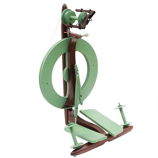 Kromski Fantasia Meadow Green 2026 limited edition spinning wheel studio view double treadle magnetic flyer