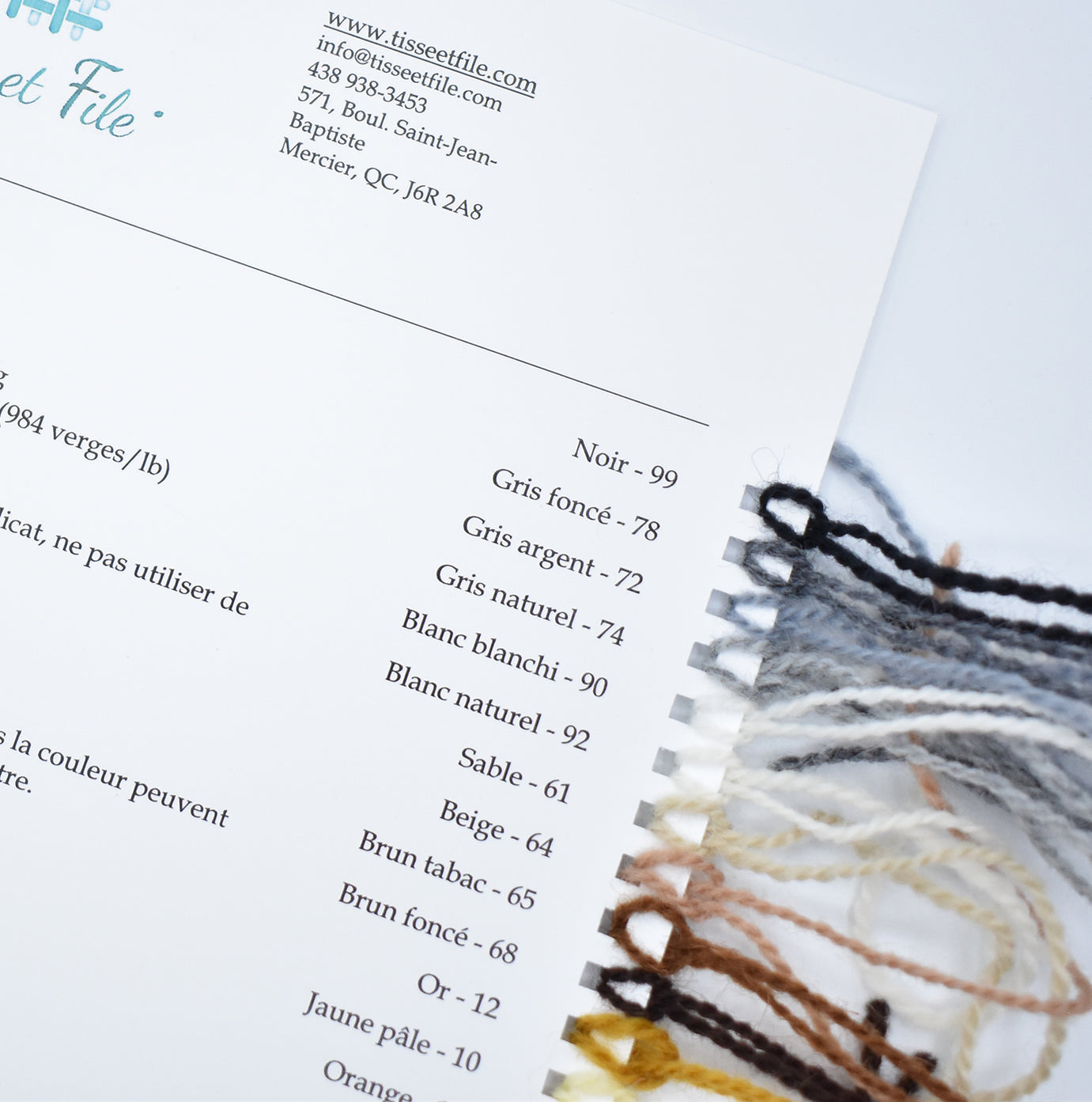 La Québécoise wool yarn Sample Card — Tisse et File