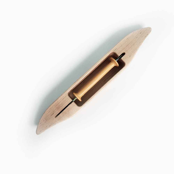 Leclerc small closed bottom weaving shuttle with 4 inch bobbin, top view