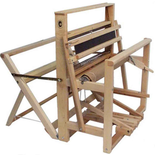 Leclerc Nilus II 4-shaft jack-type floor loom, sturdy and foldable to 27.5 inches, available in 36, 45, 60 and 72 inch weaving widths
