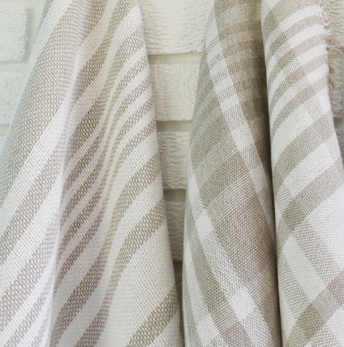 Detail of handwoven linen showing the texture of the weave