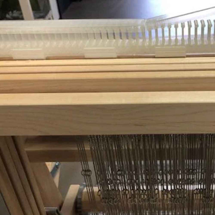 Lofty Fiber raddle installed on a Leclerc weaving loom