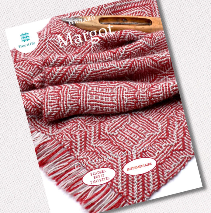 Shadow weave scarf weaving pattern cover in French for 8-shaft looms