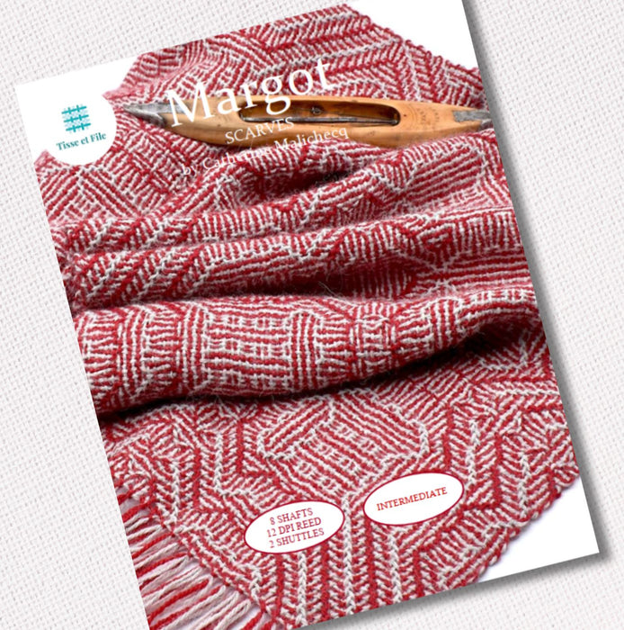 Shadow weave scarf weaving pattern cover in English for 8-shaft looms