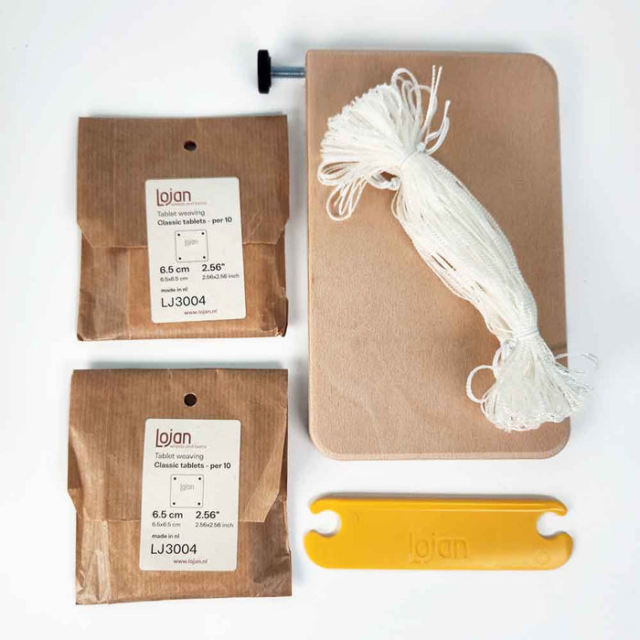 Lojan 3-in-1 Inkle Loom Complete Edition with tablet weaving board, cards, mini belt shuttle and Texsolv heddles