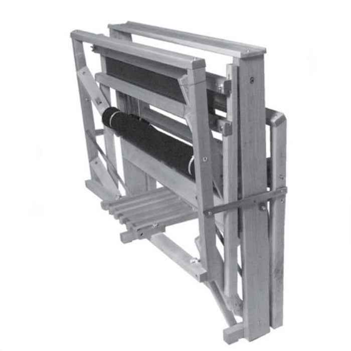 Leclerc Artisat 4-shaft floor loom folded – space-saving design, easy to store when not in use