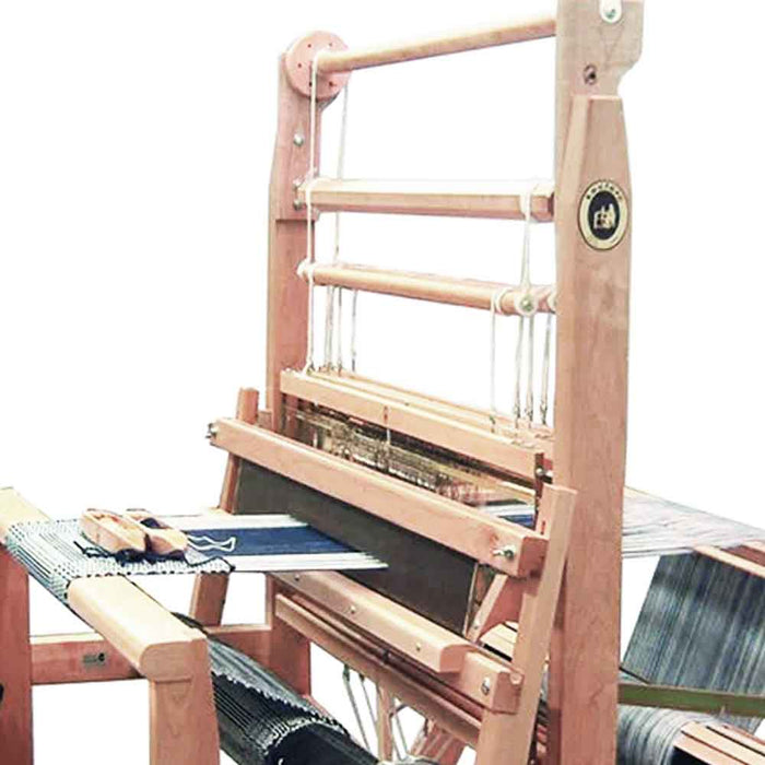 Leclerc Fanny floor loom close-up 4-shaft counterbalance model, sturdy and designed for commercial textile production.